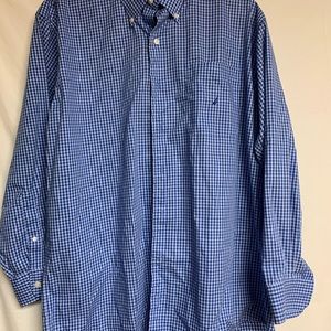 Nautica Non Iron Long Sleeve Plaid Button Up